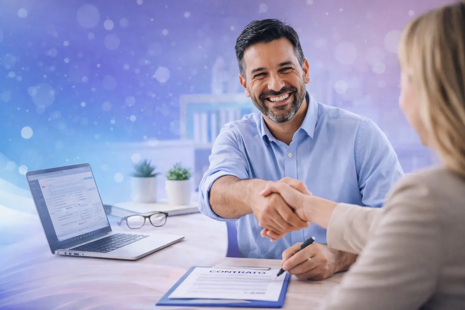 Corretor fechando contrato