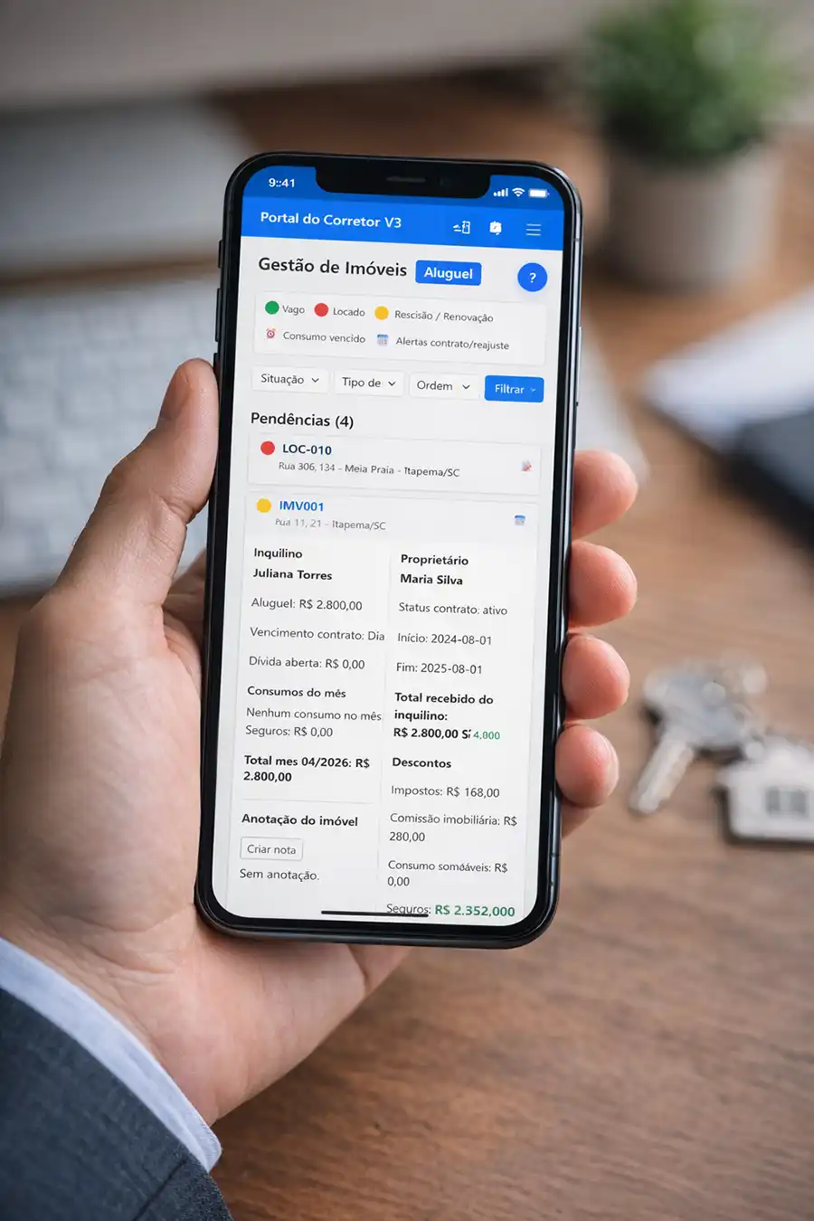 Sistema imobiliário acessado pelo celular